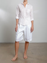 Inez Short in French Linen - White