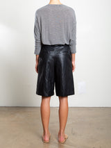 Inez Short in Faux Leather - Black