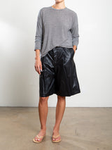Inez Short in Faux Leather - Black