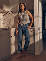 Ezra Pant in Heritage Dobby - Ink