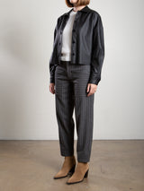 Ezra Pant in Wool Pinstripe - Harbor
