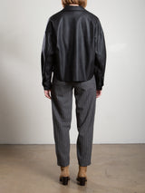 Ezra Pant in Wool Pinstripe - Harbor