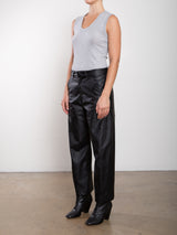Joss Barrel Pant In Vegan Leather - Black