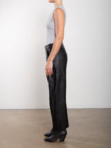 Joss Barrel Pant In Vegan Leather - Black