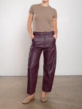Joss Barrel Pant In Vegan Leather - Bordeaux
