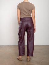 Joss Barrel Pant In Vegan Leather - Bordeaux