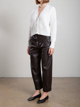 Joss Barrel Pant In Vegan Leather - Espresso