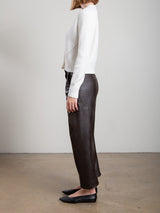 Joss Barrel Pant In Vegan Leather - Espresso