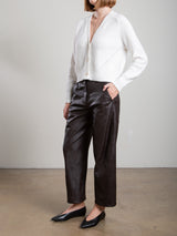 Joss Barrel Pant In Vegan Leather - Espresso