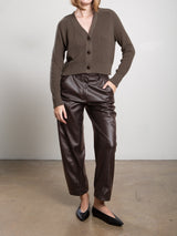 Joss Barrel Pant In Pebble Leather - Espresso