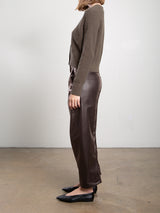 Joss Barrel Pant In Pebble Leather - Espresso