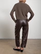 Joss Barrel Pant In Pebble Leather - Espresso