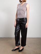 Joss Barrel Pant In Pebble Leather - Black