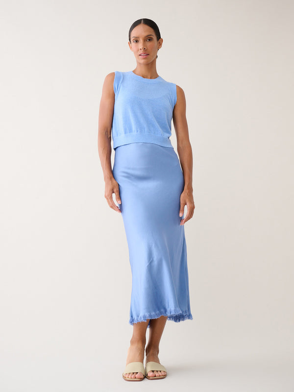 Farrah Slip Dress in Vintage Satin - Periwinkle