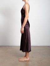 Farrah Slip Dress in Vintage Satin - Raisin