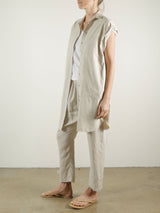 Derek Roll Sleeve Shirt Dress in Paperweight Cotton - Cement *Final Sale*