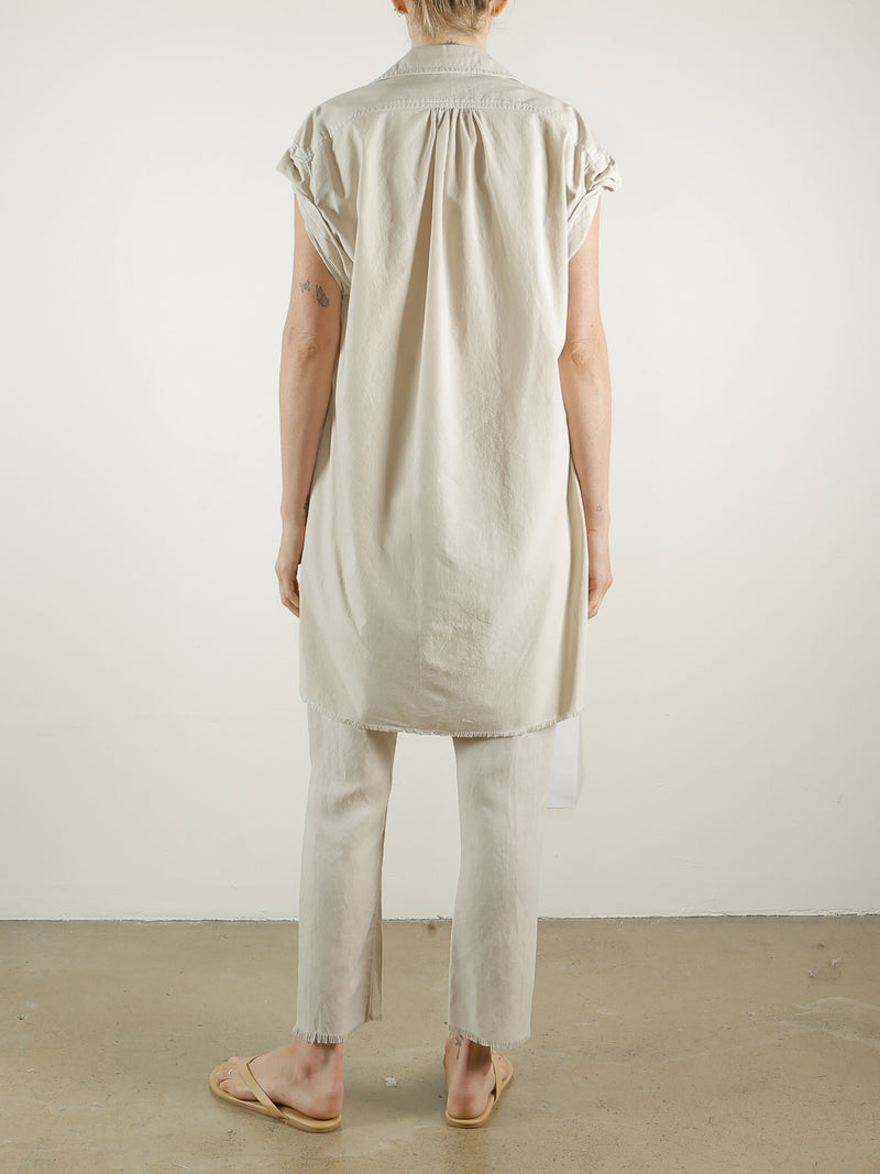 Derek Roll Sleeve Shirt Dress in Paperweight Cotton - Cement