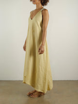 Dahlia Trapeze Dress in French Linen - Butter