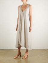 Dahlia Trapeze Dress in French Linen - Cement