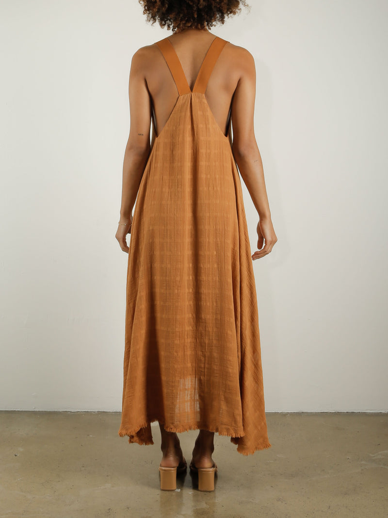 Dahlia Trapeze Dress in Gossamer Check - Cardamom