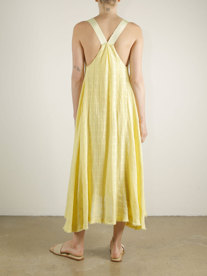 Dahlia Trapeze Dress in Gossamer Check - Lemon