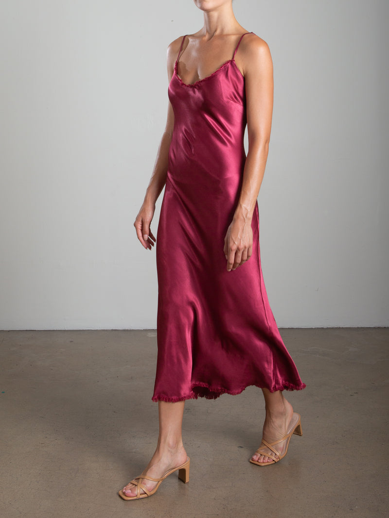 Farrah Slip Dress in Vintage Satin - Currant