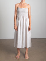 Amelia Dress in French Linen - Cement