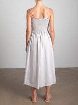 Amelia Dress in French Linen - Cement