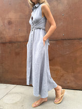 Lucia Dress in Linen - Slate