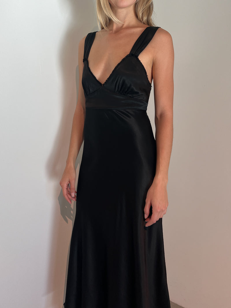 Colette Dress in Vintage Satin - Black