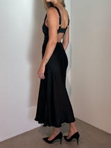 Colette Dress in Vintage Satin - Black