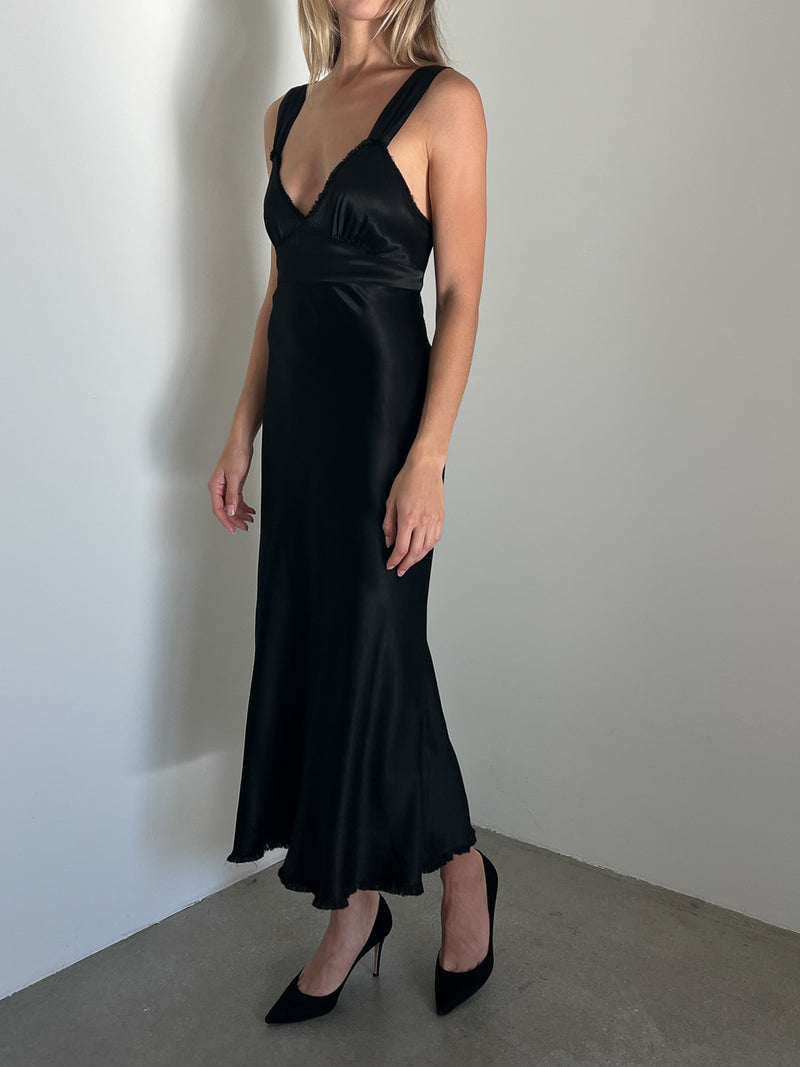 Colette Dress in Vintage Satin - Black