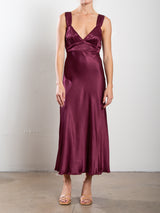 Colette Dress in Vintage Satin - Fig