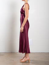 Colette Dress in Vintage Satin - Fig