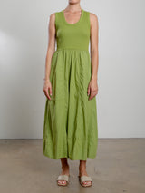 Jaclyn Dress in Paperweight Cotton - Lime