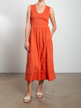 Jaclyn Dress in Paperweight Cotton - Tomato