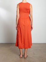 Jaclyn Dress in Paperweight Cotton - Tomato