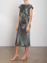 Neve Dress in Vintage Satin - Nori