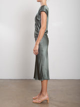 Neve Dress in Vintage Satin - Nori