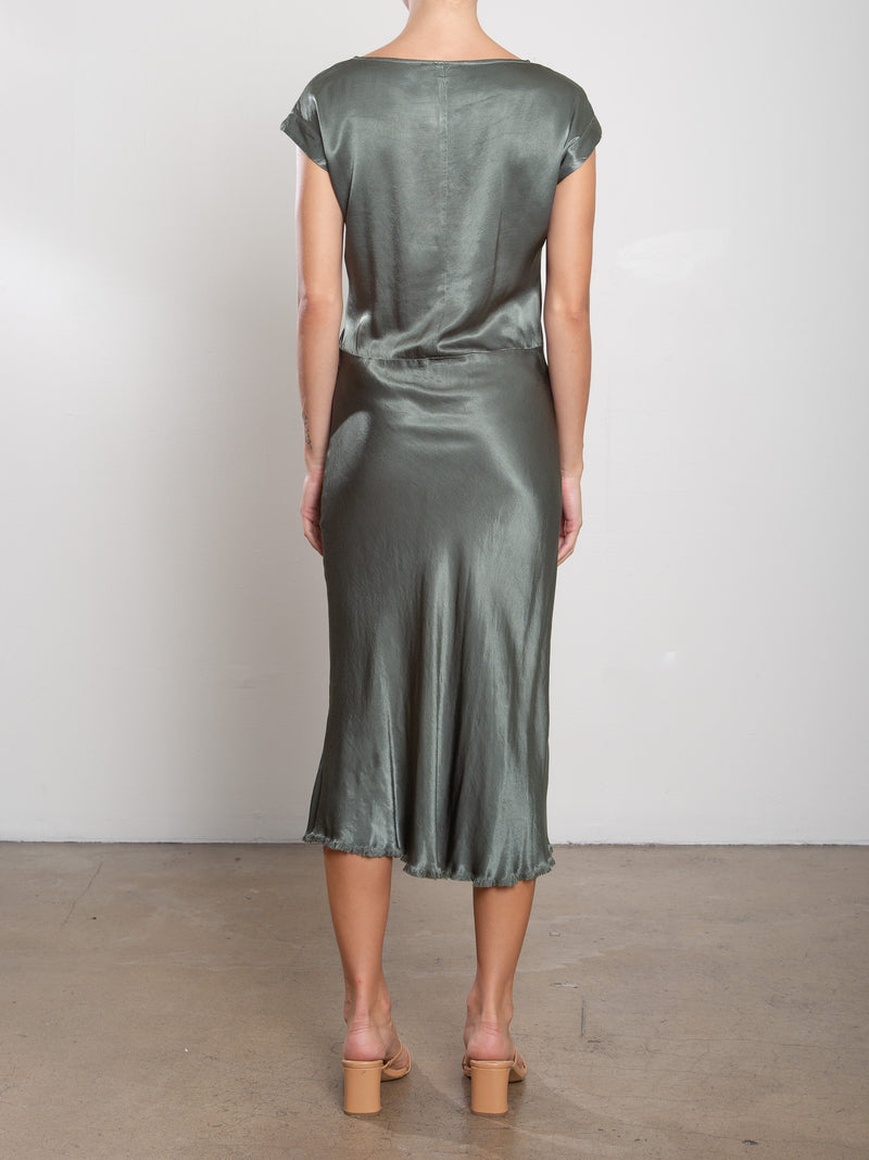 Neve Dress in Vintage Satin - Nori