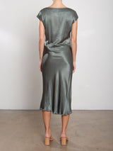 Neve Dress in Vintage Satin - Nori