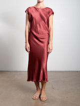 Neve Dress in Vintage Satin - Port
