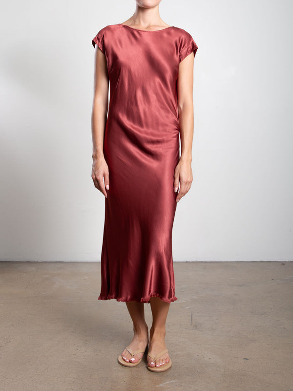 Neve Dress in Vintage Satin - Port