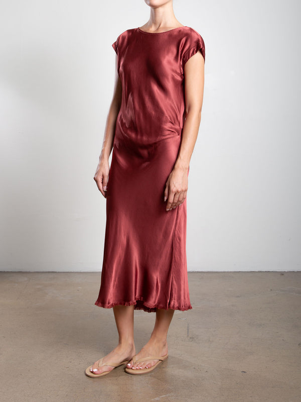 Neve Dress in Vintage Satin - Port