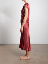 Neve Dress in Vintage Satin - Port