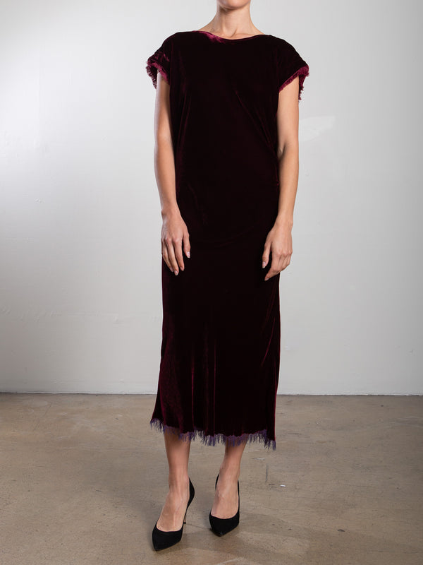 Neve Dress in Velvet - Oxblood