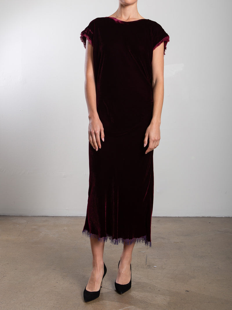 Neve Dress in Velvet - Oxblood