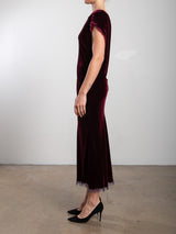 Neve Dress in Velvet - Oxblood