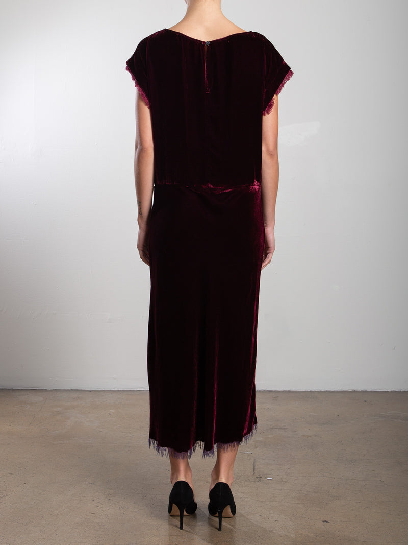 Neve Dress in Velvet - Oxblood