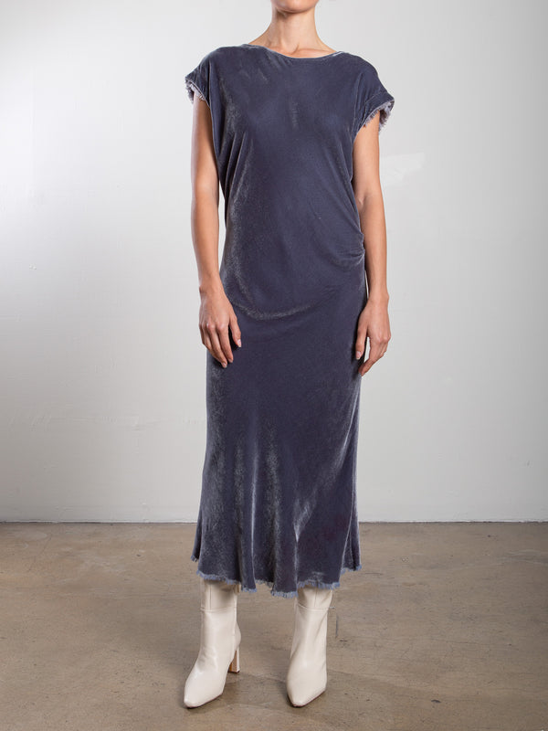 Neve Dress in Velvet - Pewter